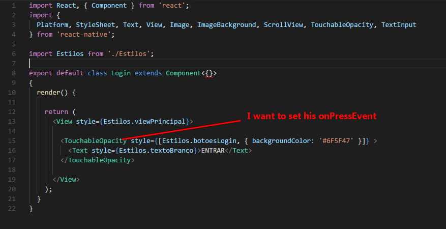 react native How can I set onPress event in a child