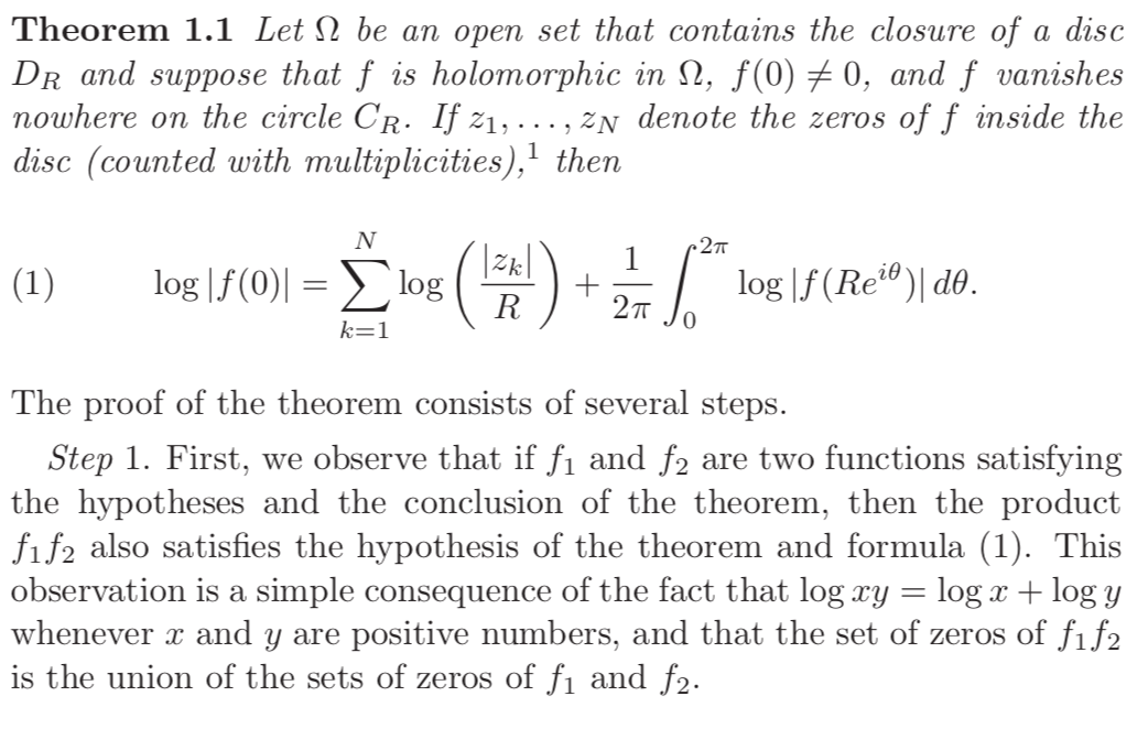 complex analysis Question from the proof of Jensen's formula \frac