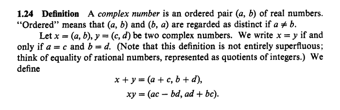 calculus Alternative definition of complex number, showing it is