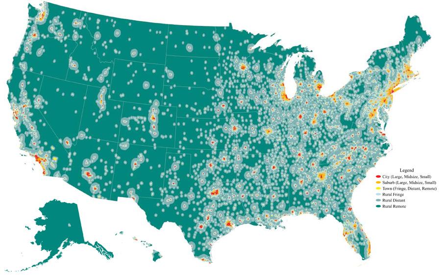 data Seeking shapefile of urban, suburban, and rural areas of US