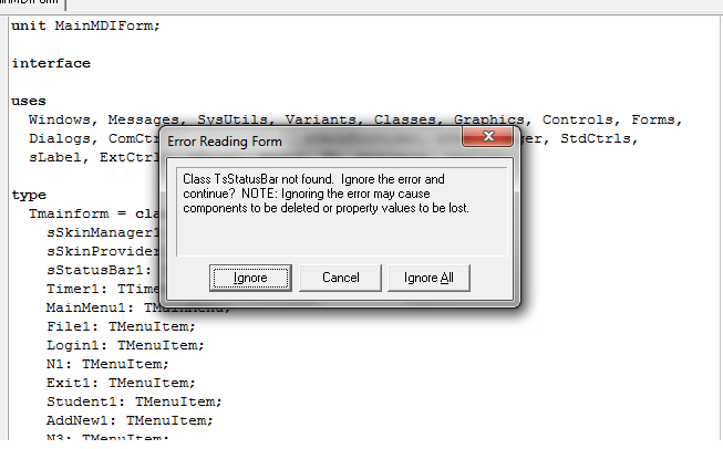 delphi - Error Loading a Form - Stack Overflow