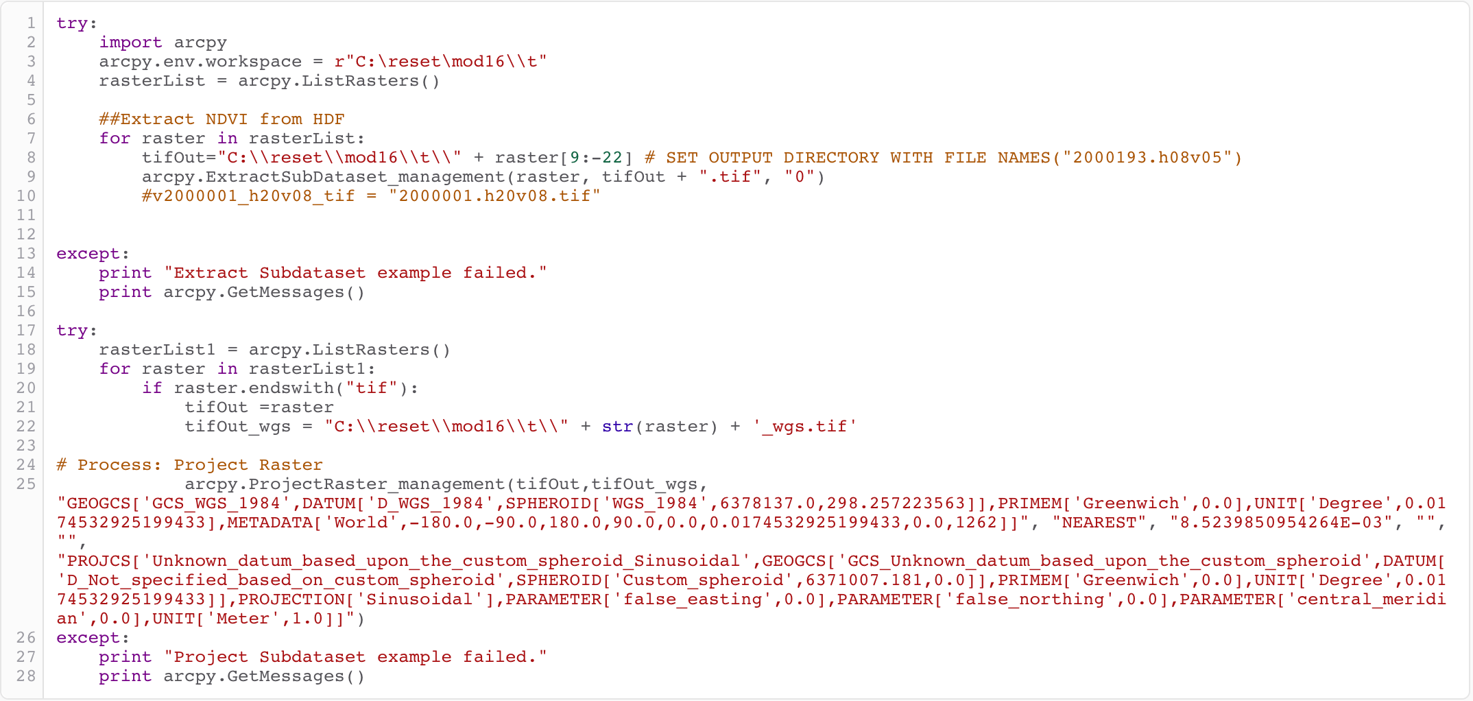 Convert MODIS HDF file in sinusoidal projection into GeoTIFF using