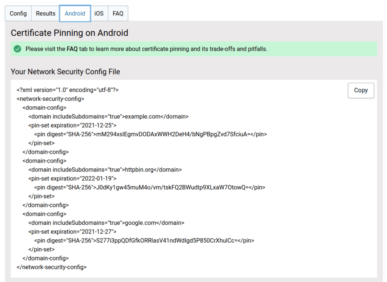 android Certificate pinning mobile apps Stack Overflow