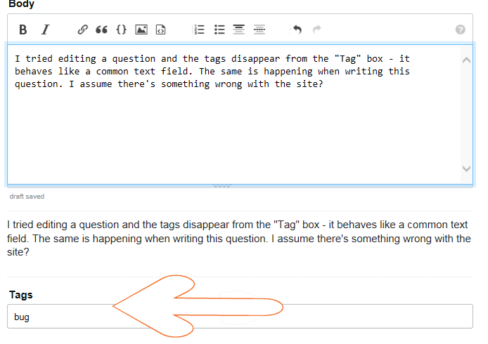 Tags aren't working correctly when writing or editing a question Meta