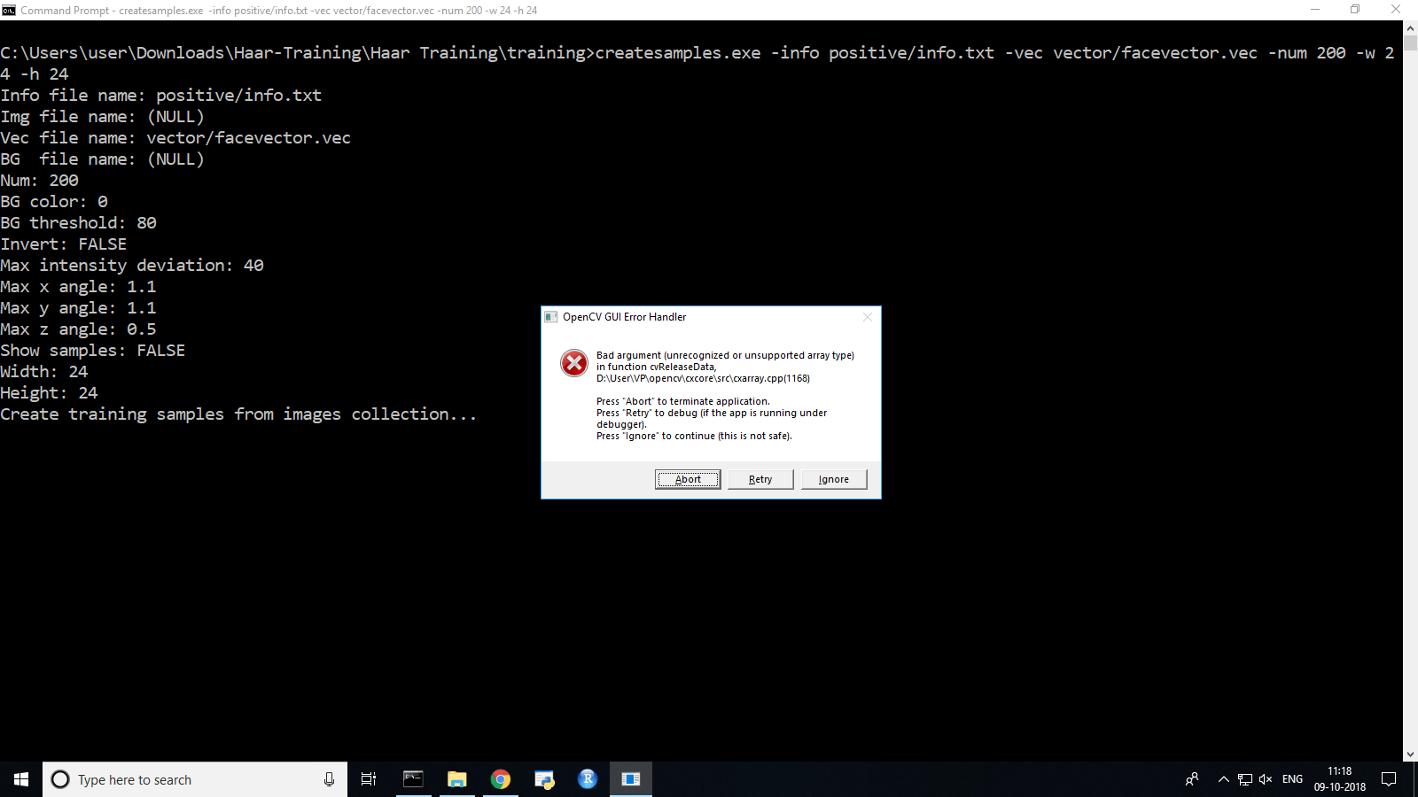 python Training Haar Cascade in windows 10 Stack Overflow