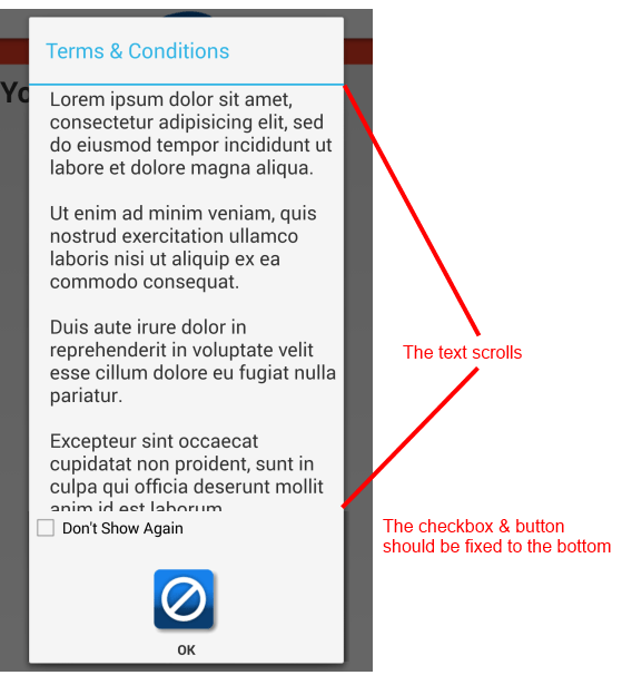 android How to make text scroll and keep other elements fixed to the
