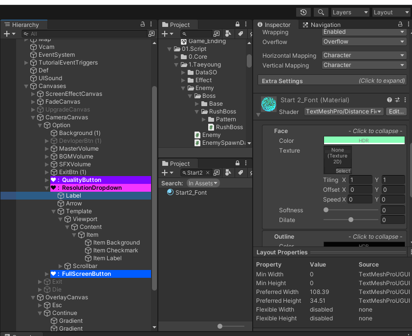 user interface I want to add font material at the dropdown(TMP)'s