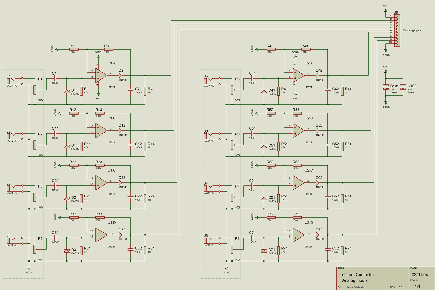 Electrical Piezo input stage for drum triggering Valuable Tech Notes
