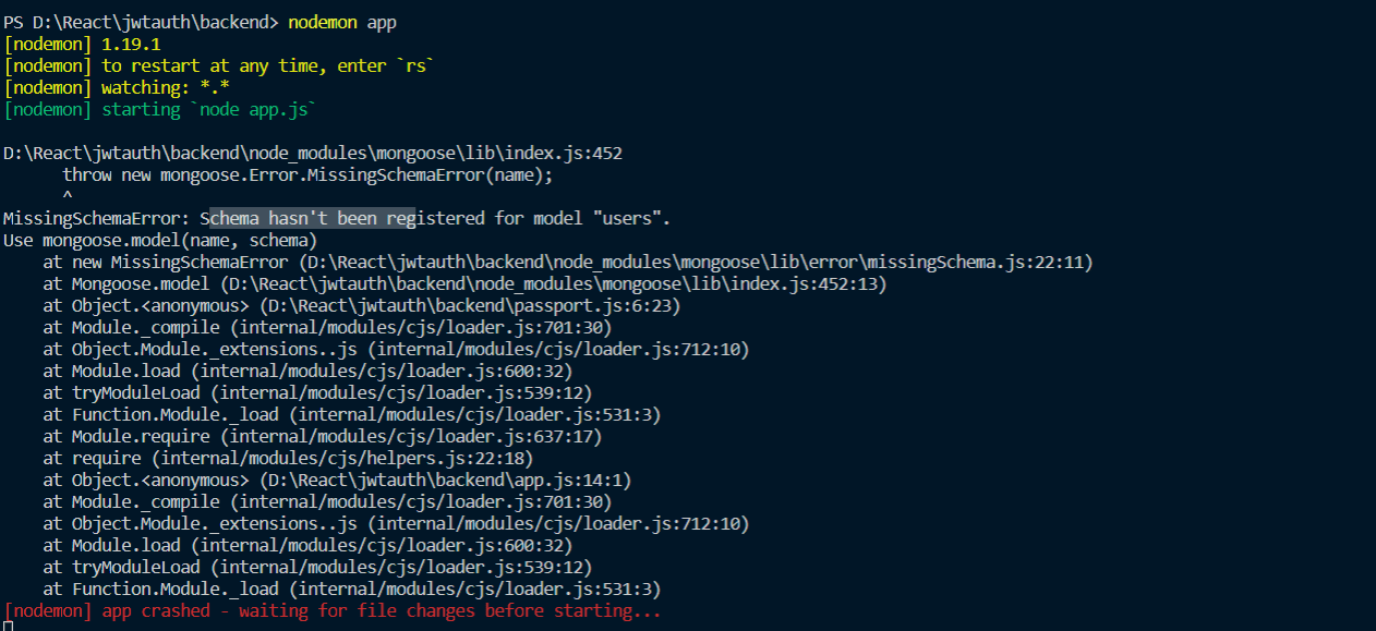 javascript My app is crashing during JWT Authentication Stack Overflow