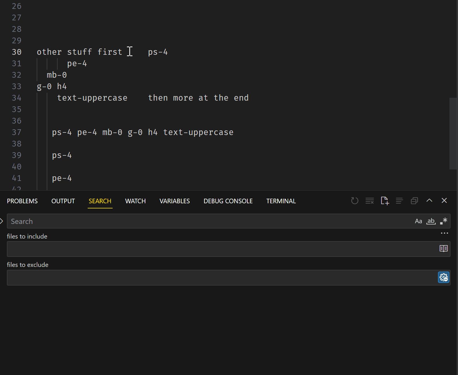 visual studio code How to search in VSCode while ignoring whitespace without having to