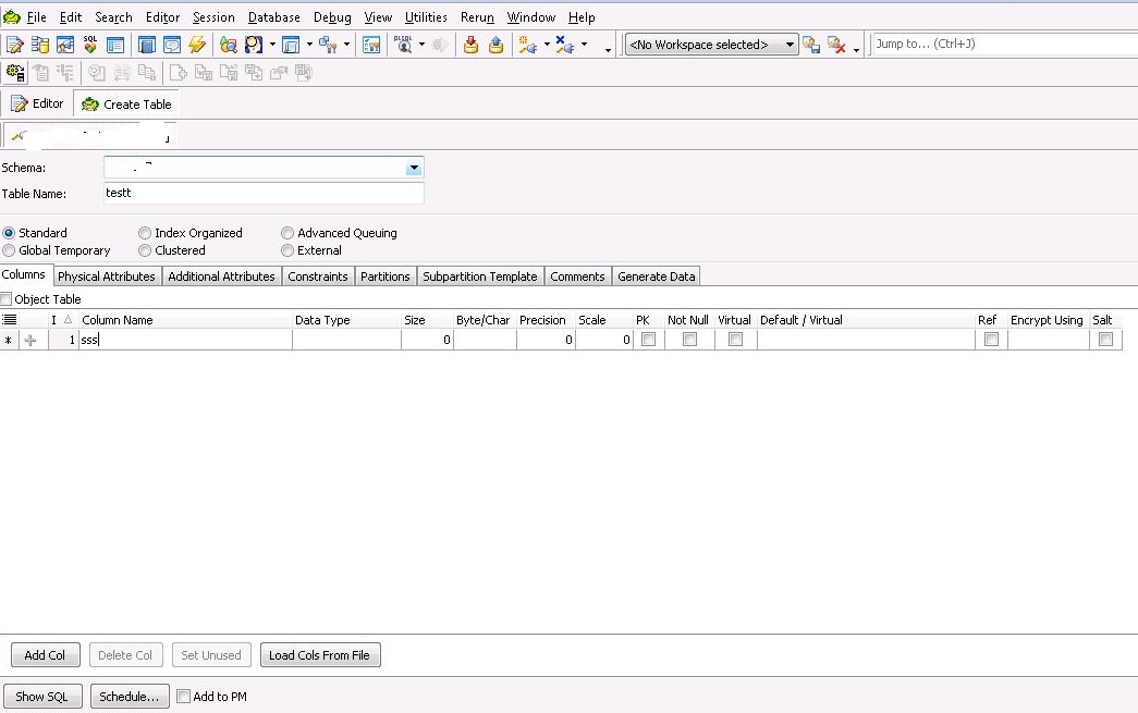 oracle Table Creating in Toad Stack Overflow