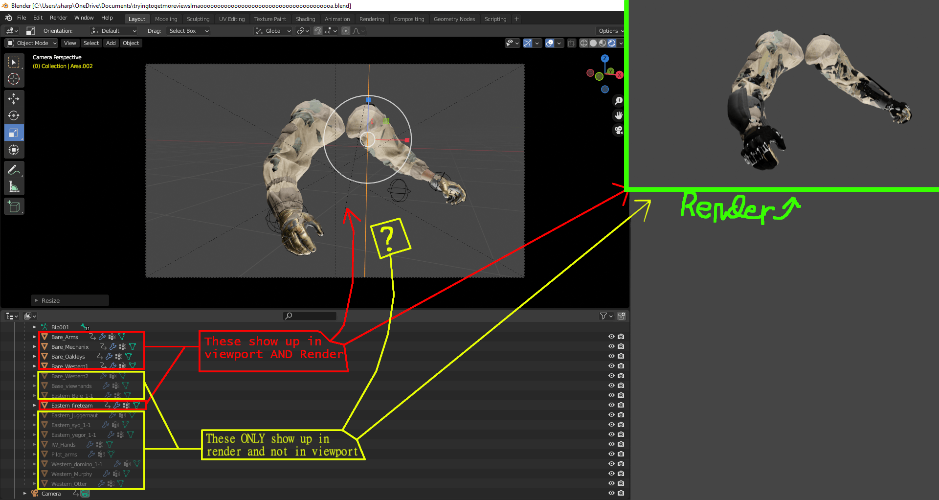 mesh Parts of Rig only showing up in Render, and not viewport