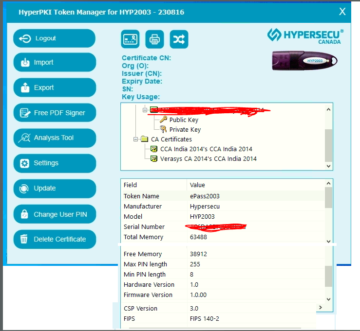 token DSC Certificate Update Method C_GenerateKeyPair returned CKR