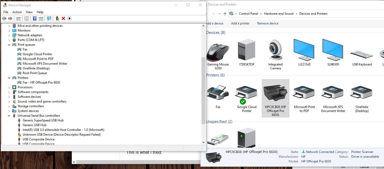 printer In print queue the status is "error printing" on HP