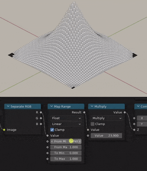 Clamping values below threshold in Geometry Nodes in Blender 3.1.2