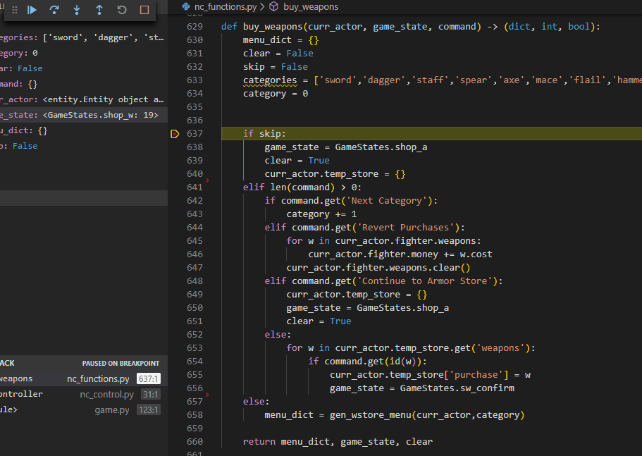 Python skipping else statement when no elifs match (animated gif of