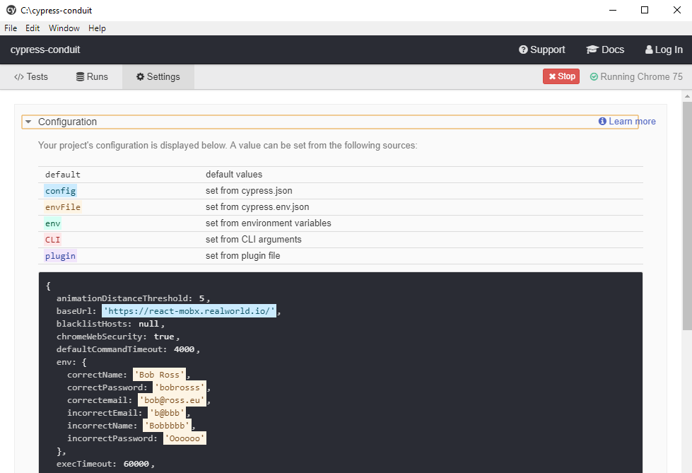 javascript Define variables in cypress.env.json Stack Overflow