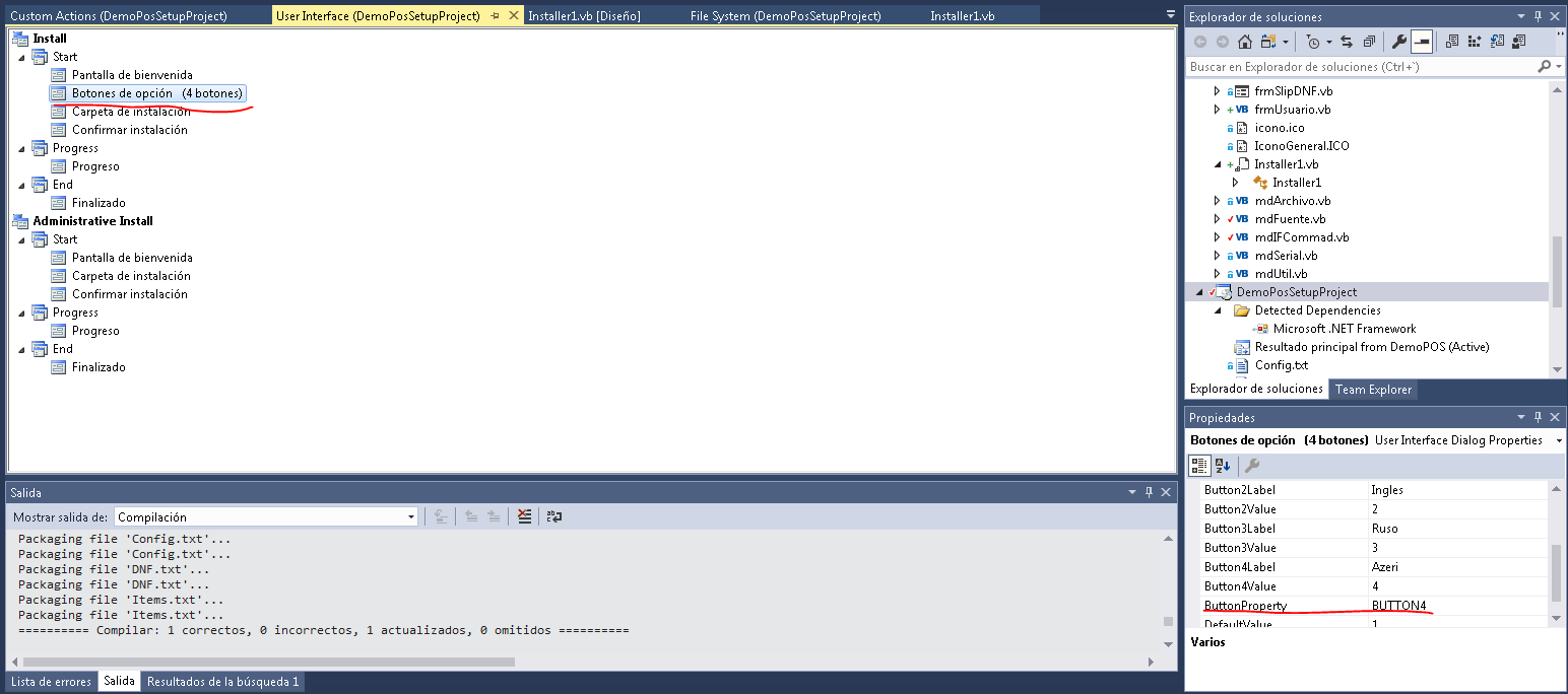 visual studio How to add properly in options inside of an