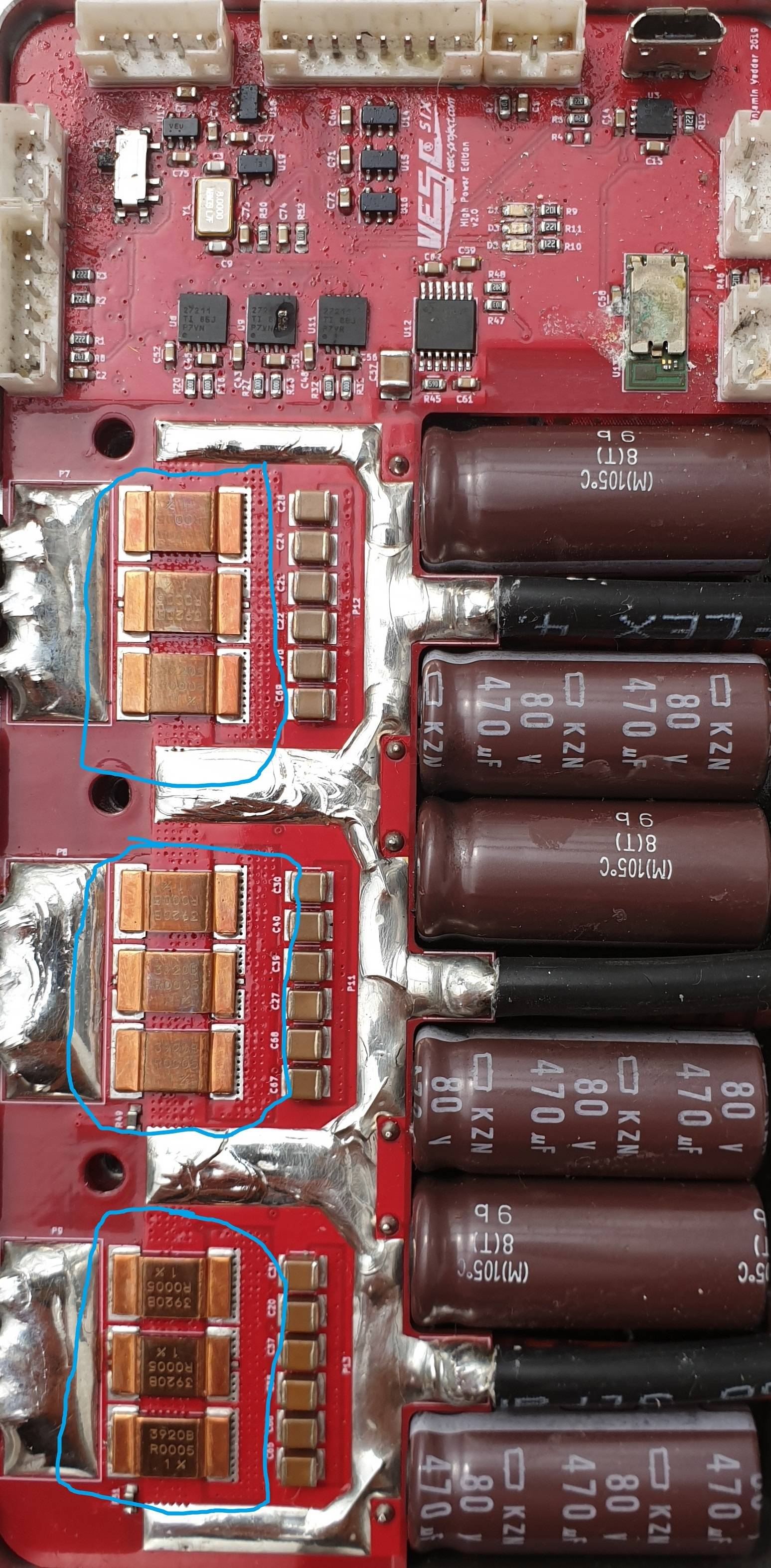 amplifier Best practice for paralleled four leg shunt resistors