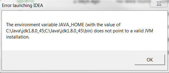 java Error Launching IntelliJdoes not point to a valid JVM Stack