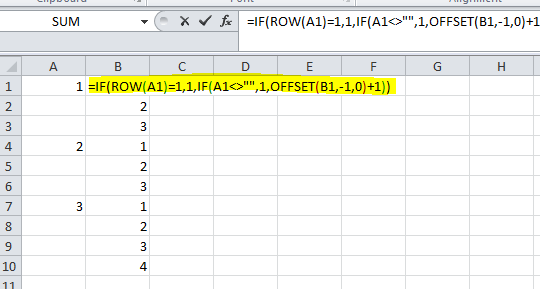excel Autofill a number sequence from column A to column B Stack