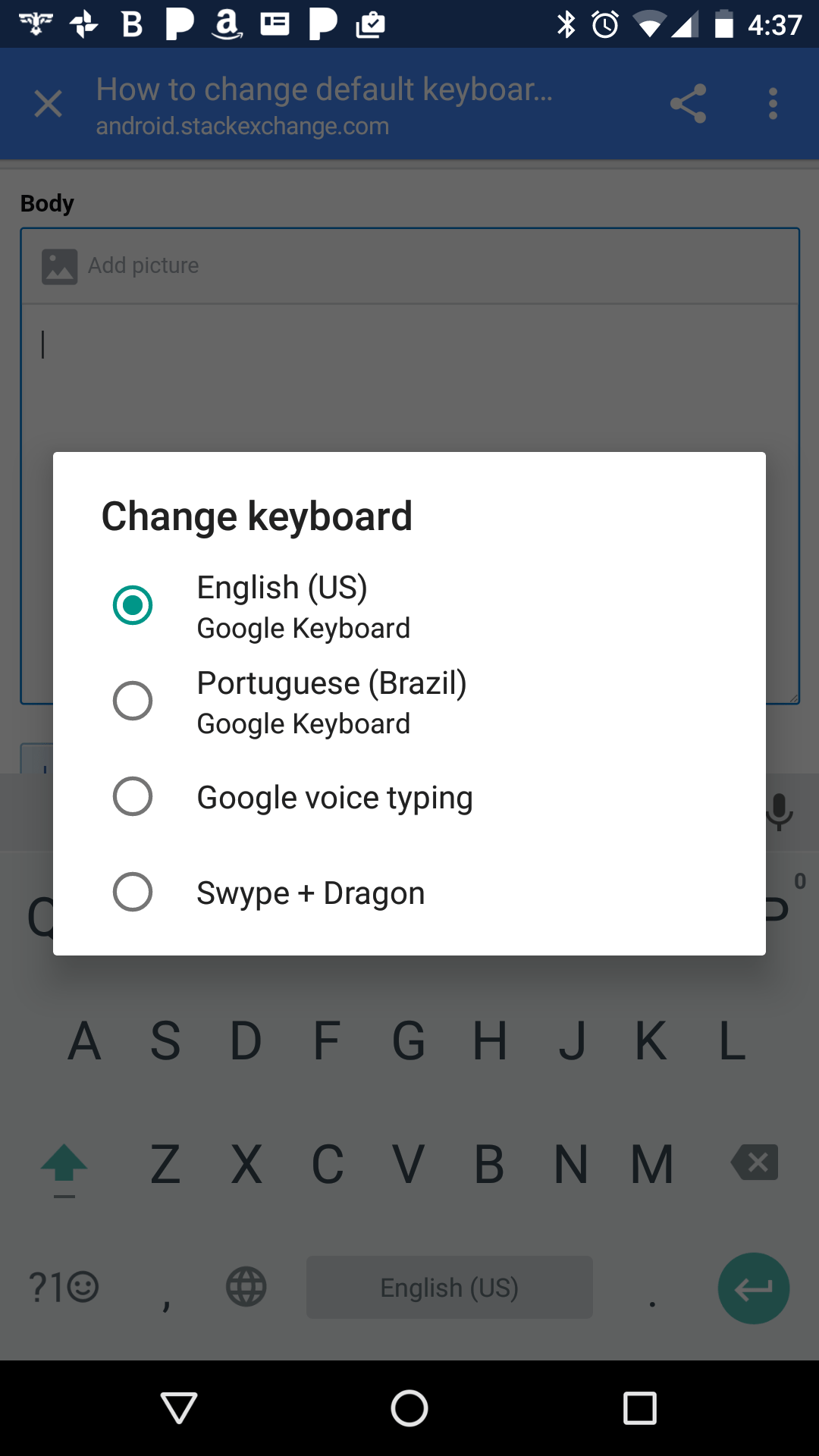 nexus 6p How to change default keyboard on Android N? Android
