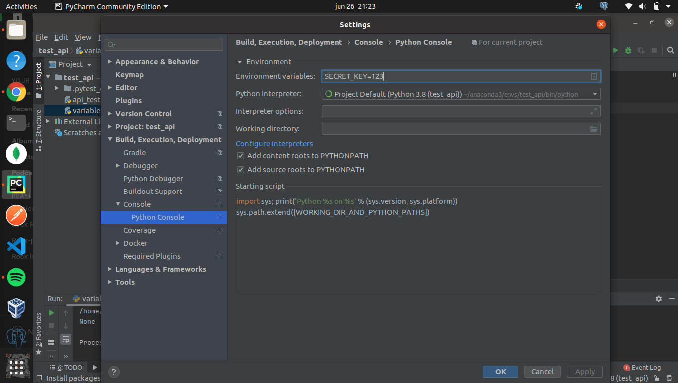python PyCharm pytest and environment variables not working Stack