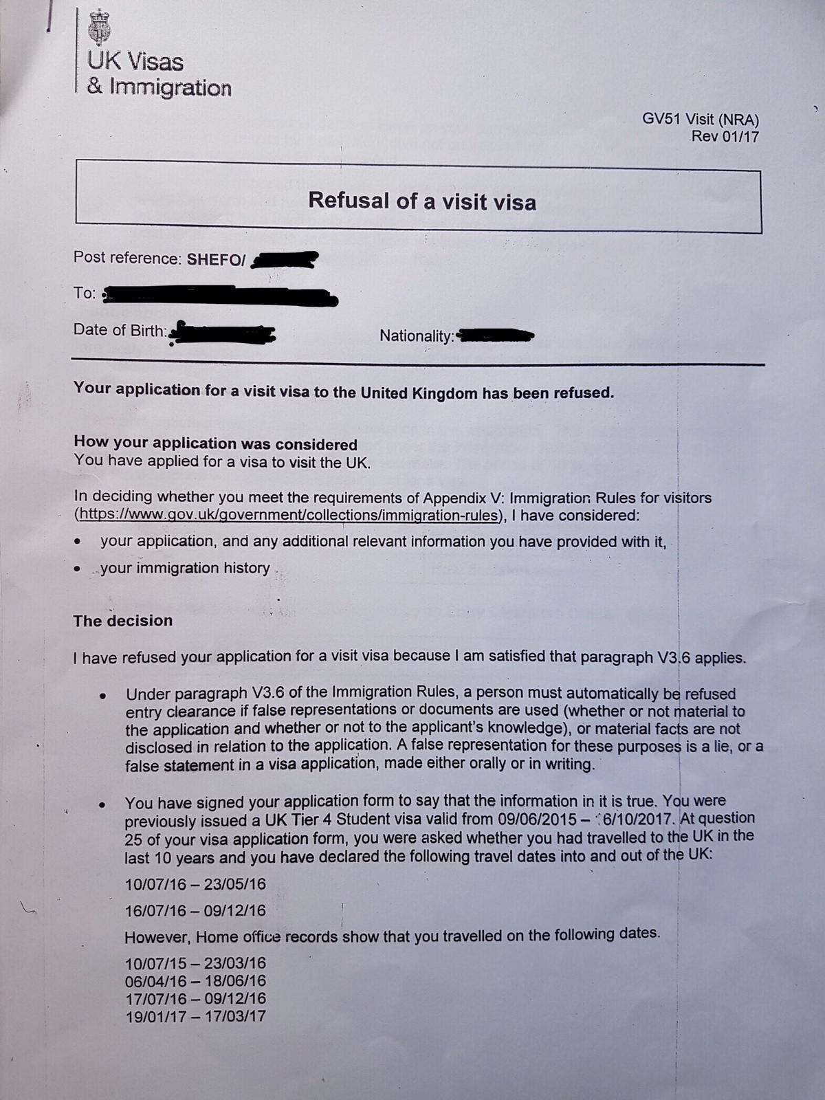 visas Refusal and a 10 year ban for an entry clearance Travel Stack