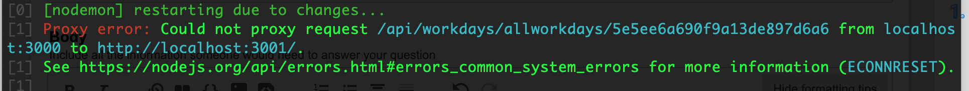node.js React/Express App API Requests to Backend Proxy error