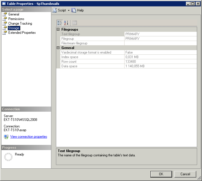 Store table in separate filegroup in SQL Server Database