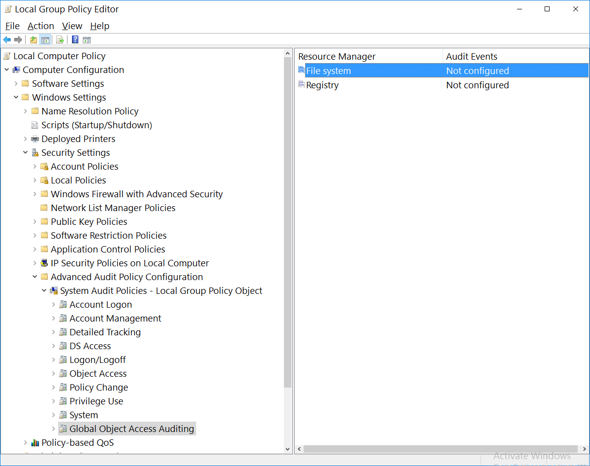 security Can Windows auditing be used on the entire system? Server