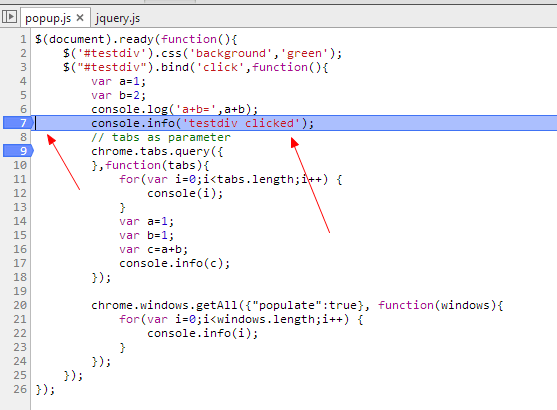 why i cannot add breakpoint to code line such as chrome.tabs.query? Stack Overflow