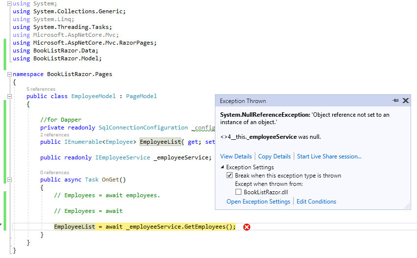 c Core 3.1 Razor Pages and CRUD operation with Dapper