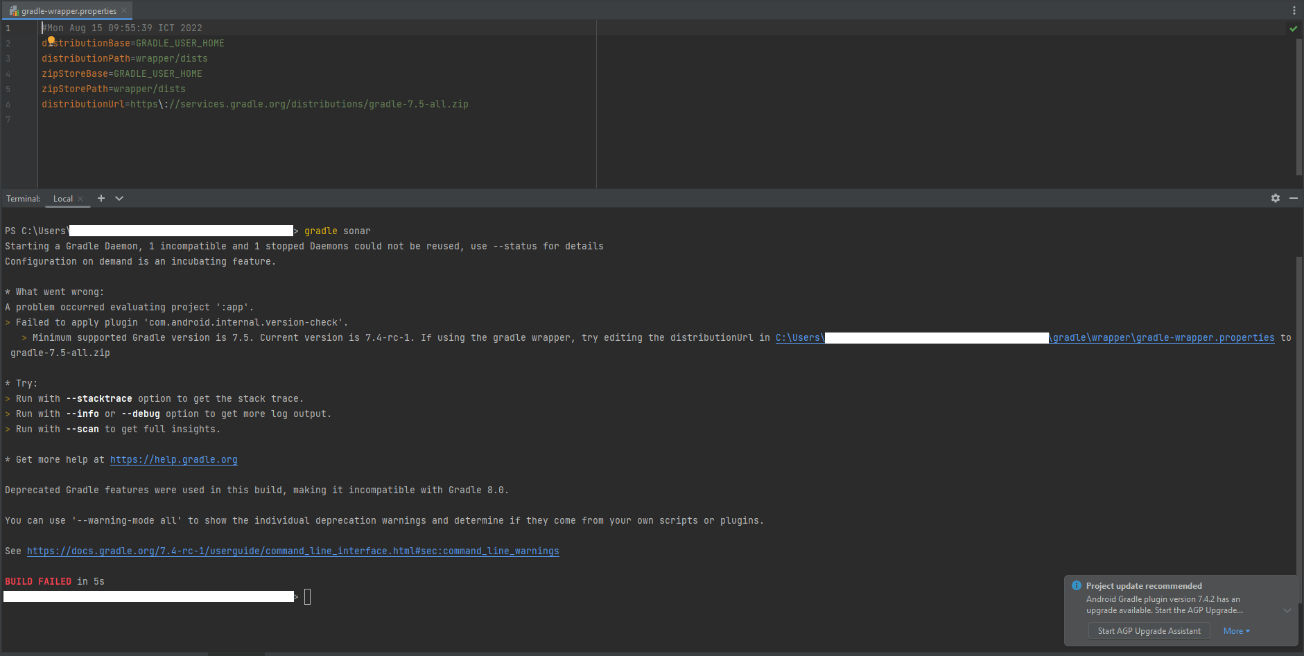 java Android gradle always run version 7.4rc1 Stack Overflow