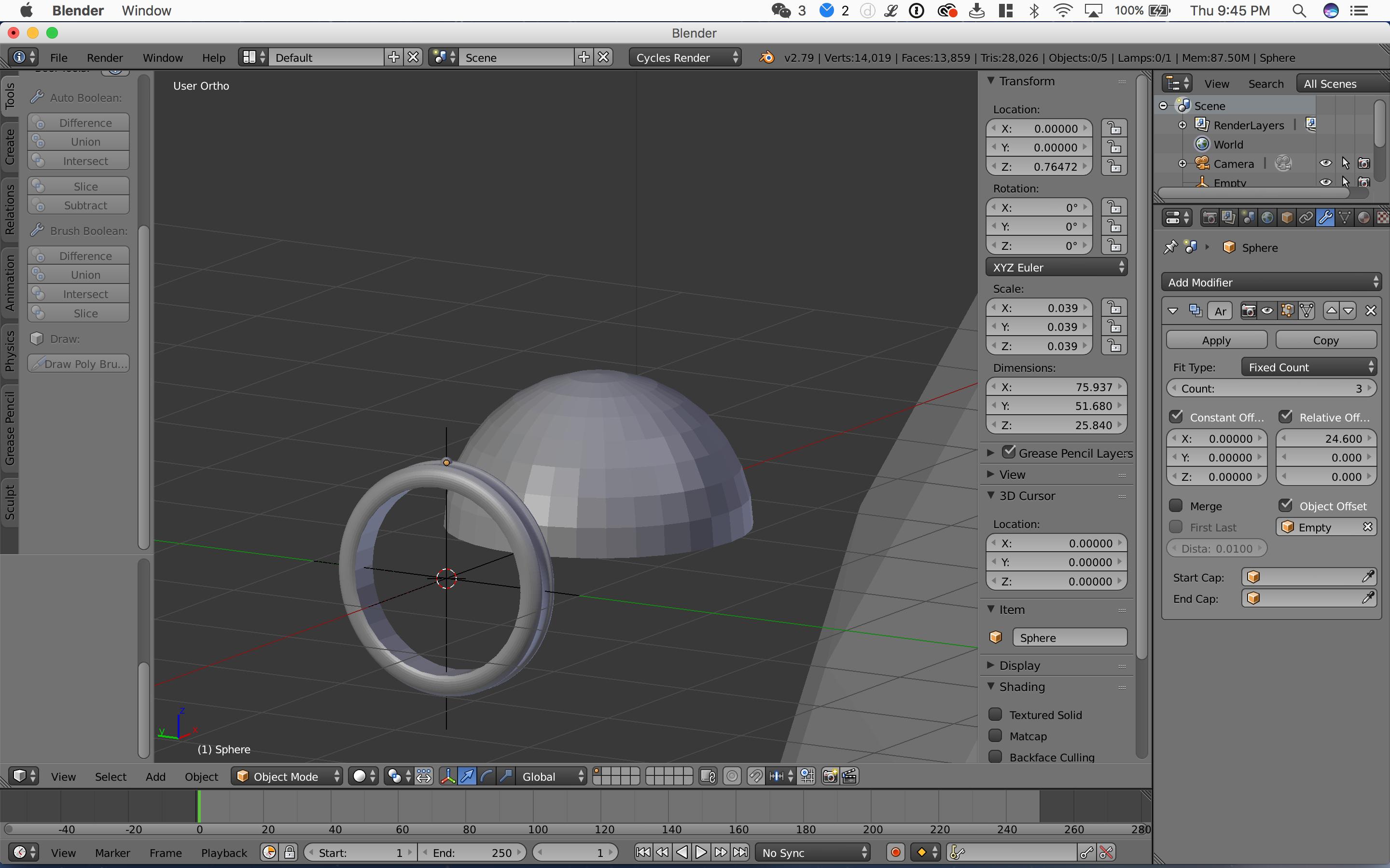 Why is the array modifier scaling my object? Blender Stack Exchange