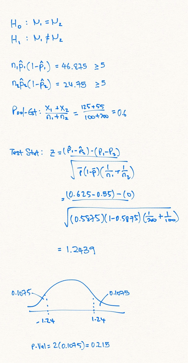 hypothesis testing Finding P Value of Two sample hypotesis test for