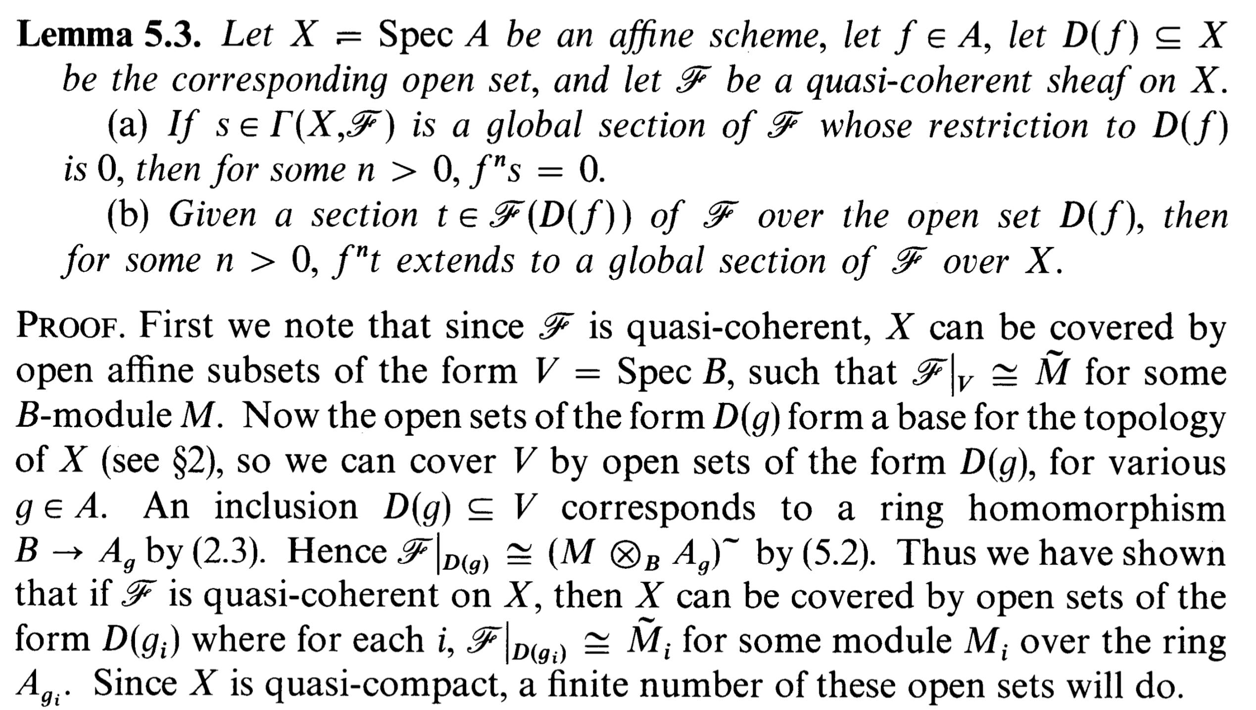 abstract algebra Let \mathscr F be a quasicoherent sheaf on X