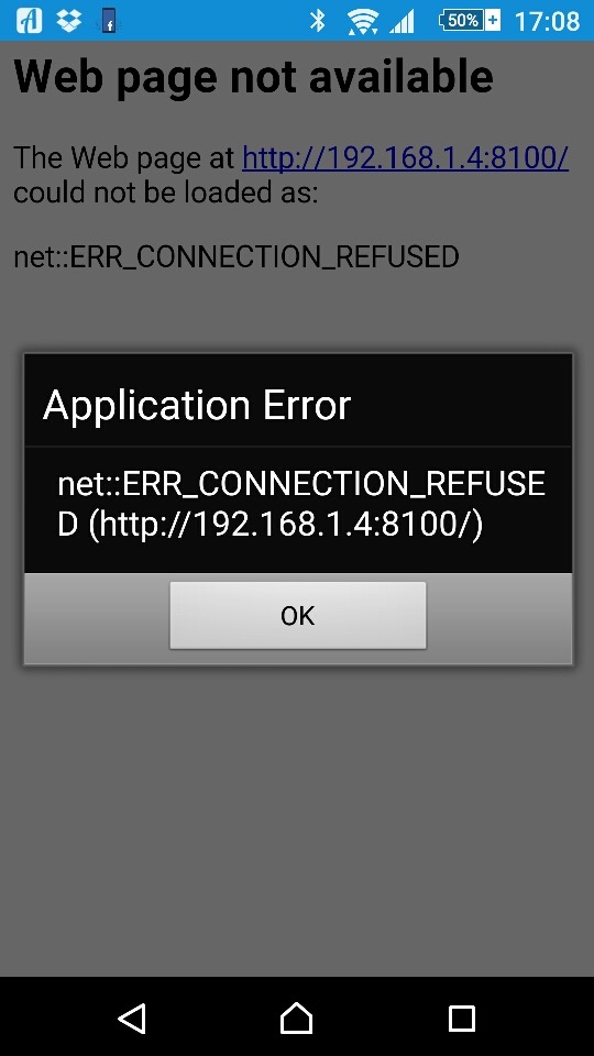 Android 5.1.1 ionic webview connection refused Stack Overflow