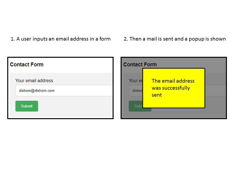 javascript How to send a mail from a form and show a popup Stack