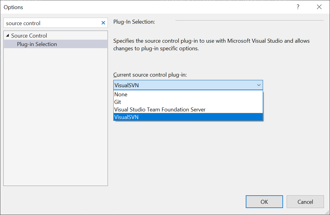 git Possible to define a different source control plugin on a per