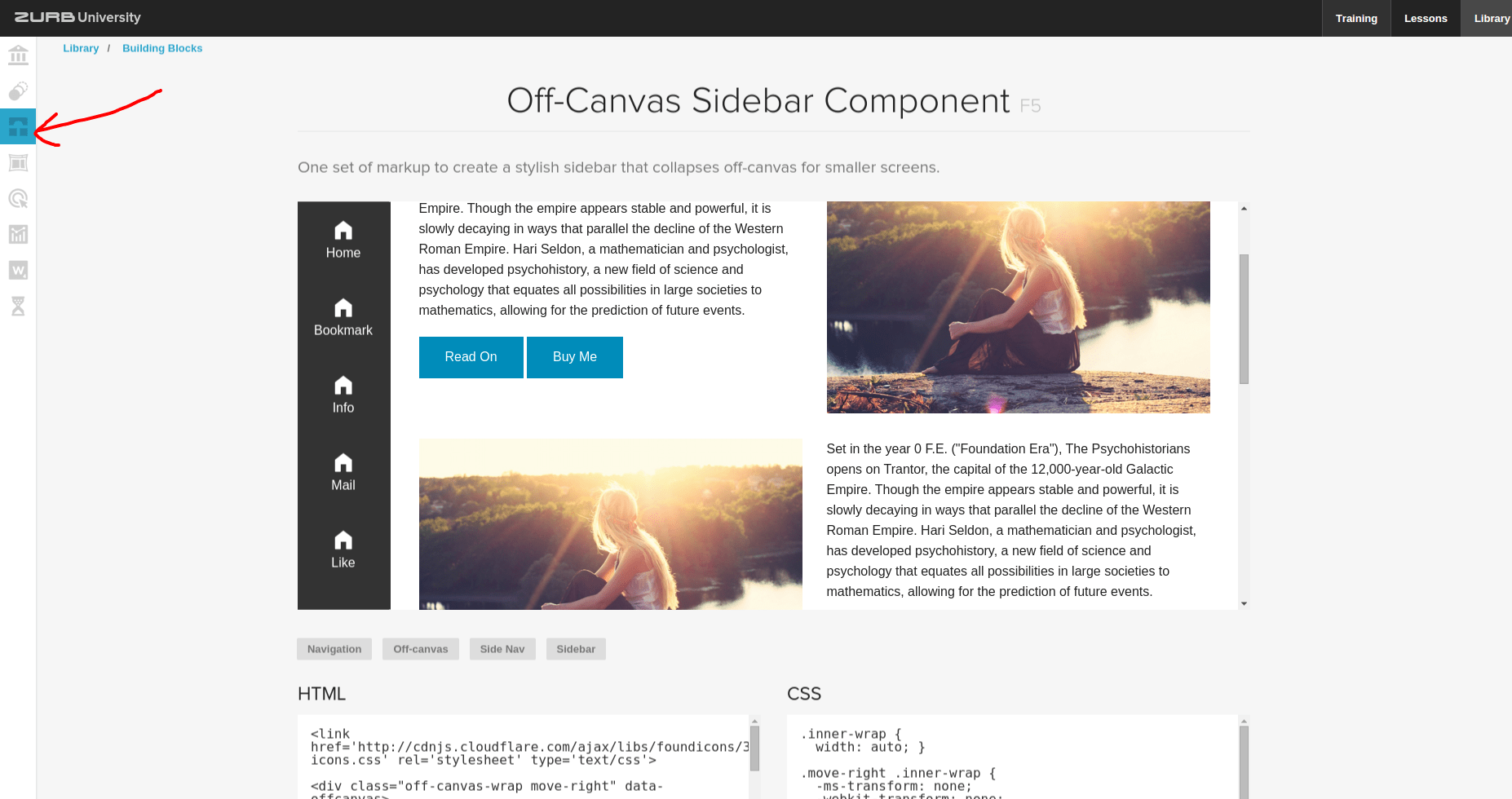 javascript Vertical Navigation bar on Zurb Stack Overflow
