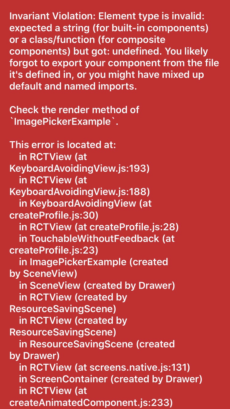 javascript React Native Invariant Violation Element type is