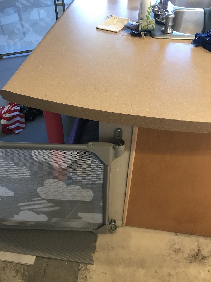 What are some methods to attach a kitchen island to concrete? Home