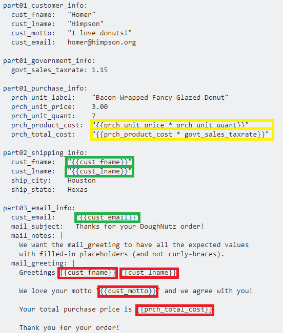Use placeholders in yaml