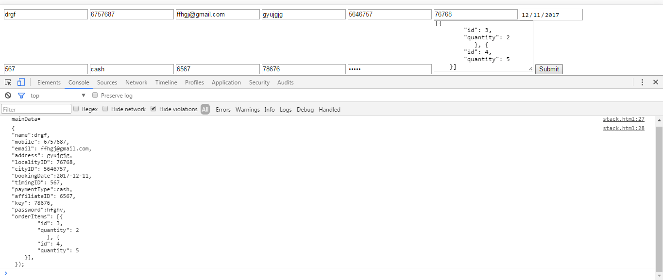 javascript Ajax send data Json type error Stack Overflow
