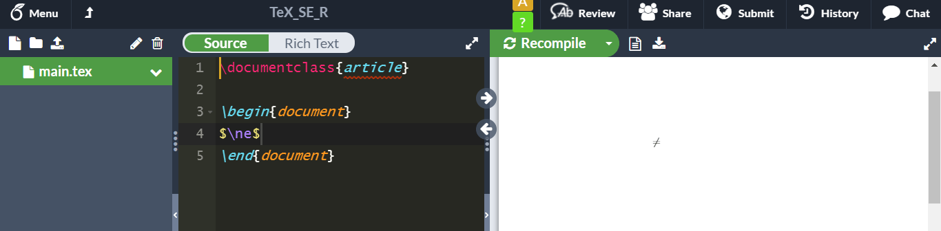 symbols Overleaf do not write ≠ TeX LaTeX Stack Exchange