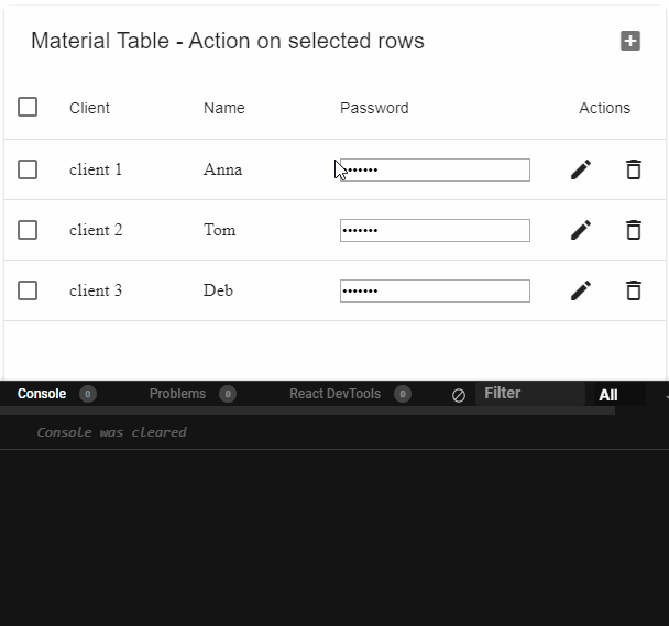 javascript material table checkboxes [React.js] Stack Overflow