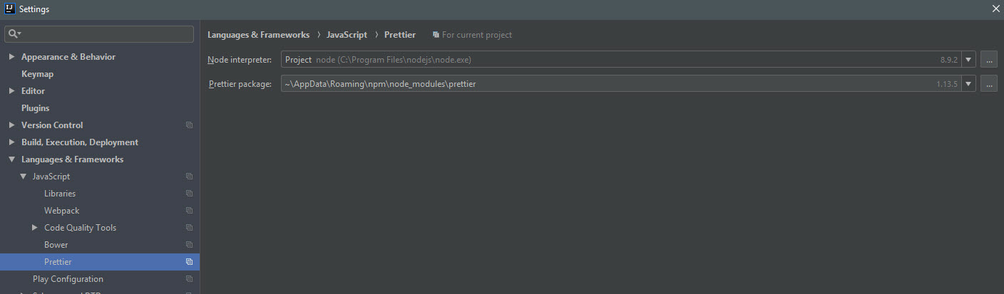 prettier intellij