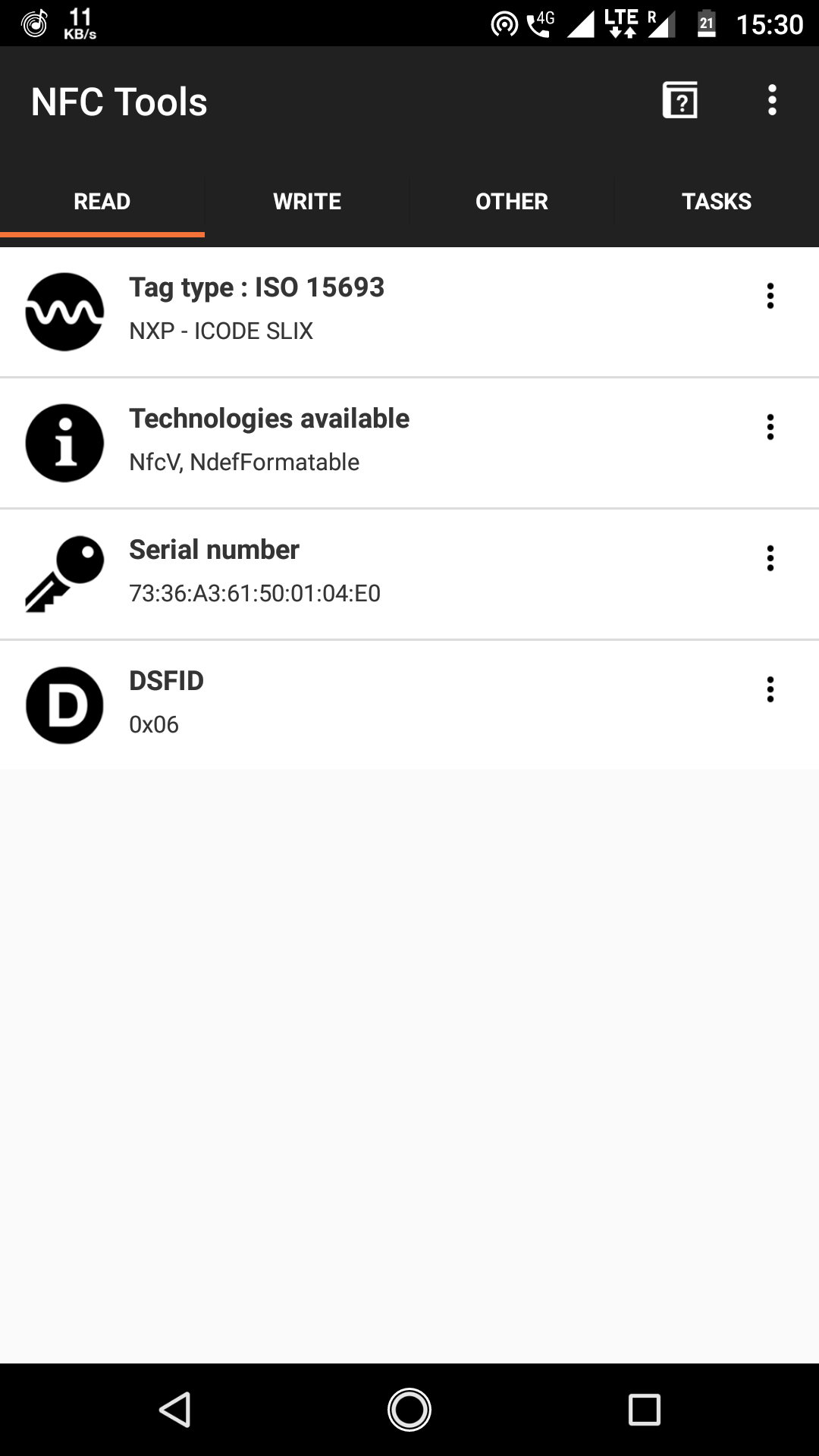 nfc Decoding data from RFID tag's memory contents in Android Studio