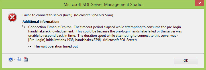 sql server - Connection Timeout Expired SSMS 2016 when Imported bacpac